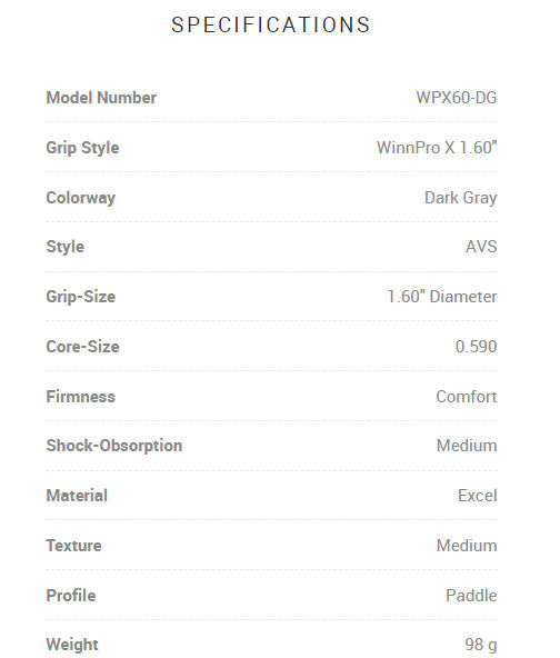 WinnPRO X 1.60 " DARK GREY PUTTER GRIP