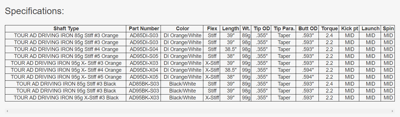 Graphite Design Tour Ad Utility Driving Iron 85 .355" (orange)