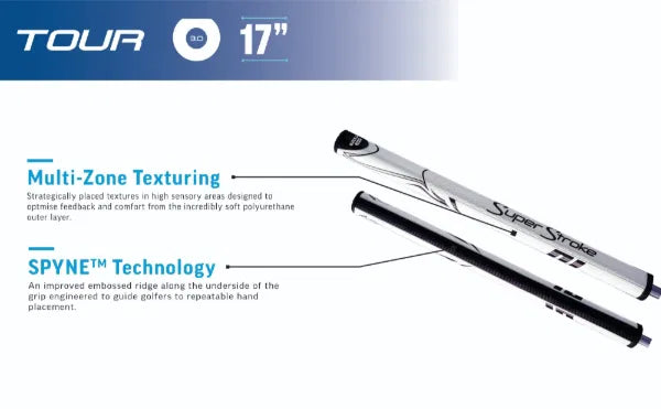 SuperStroke ZENERGY TOUR 3.0 17" Golf Putter Grip White/Black