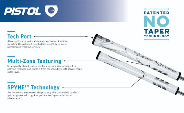 SuperStroke ZENERGY Pistol GT Tour Golf Putter Grip White/Black