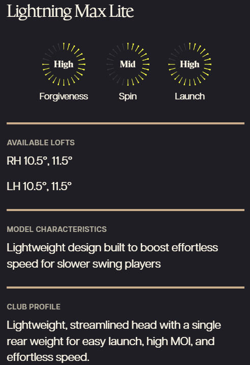 PXG LIGHTNING MAX LITE DRIVER